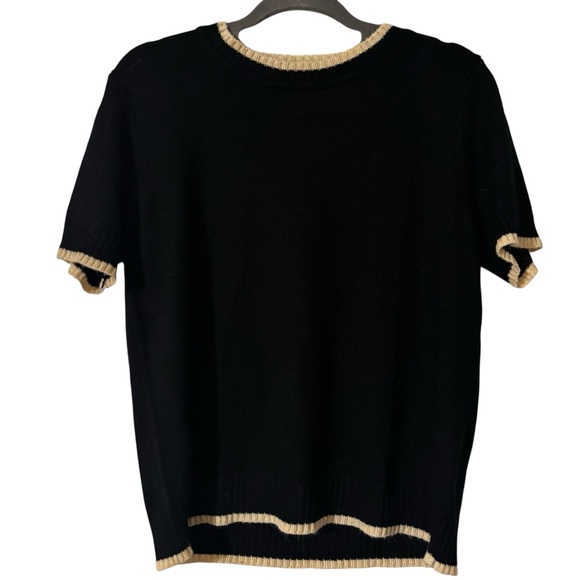 Black and Cream Women’s Short Sleeved Sweater Soft Material NWOT Sz L - Picture 3 of 8